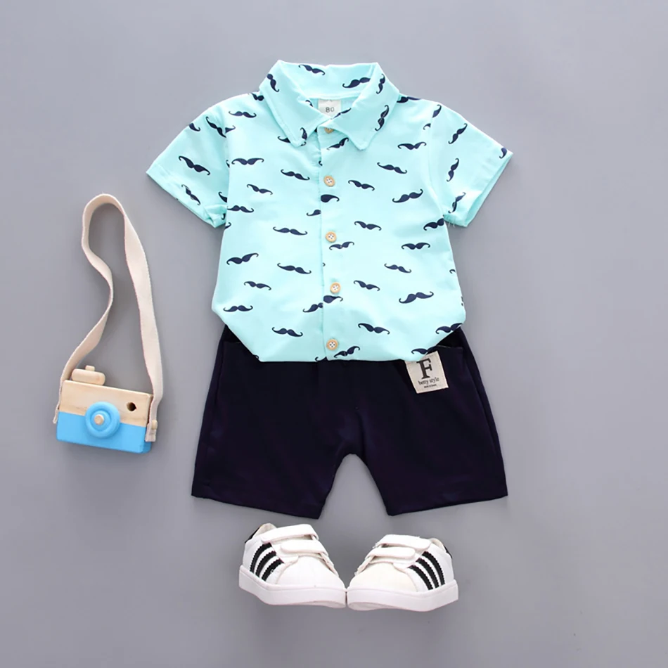 Baby Boys Casual Suit Cartoon Print Short Sleeve Toddler Top+Pants 2pcs Newborn Kids Children New Summer Clothes Outfits |