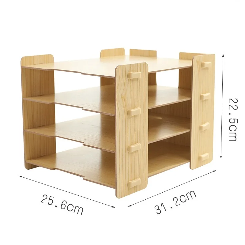 

Desktop Office Supplies Desk Accessories Wooden Book Box Office Drawer Organizer Table Folder Storage Shelf Sundry Sorting Rack