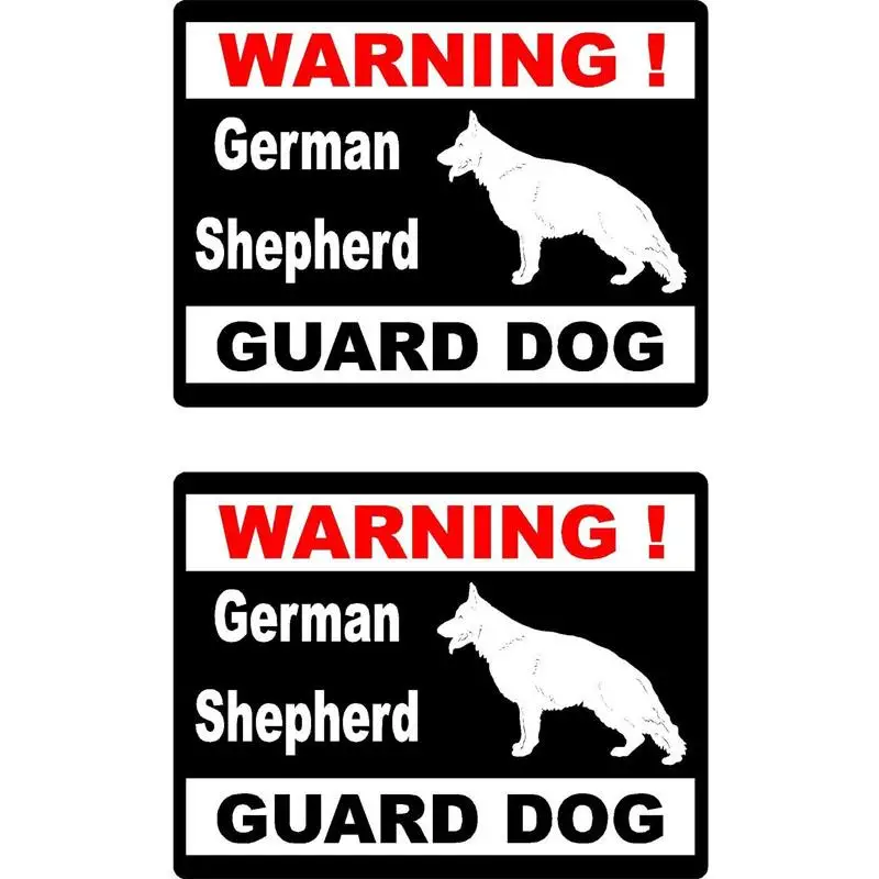 

RuleMyLife 15*11.5cm 2x Cartoon WARNING German Shepherd Guard Dog Retro-reflective Decals Car Window Sticker C1-8148