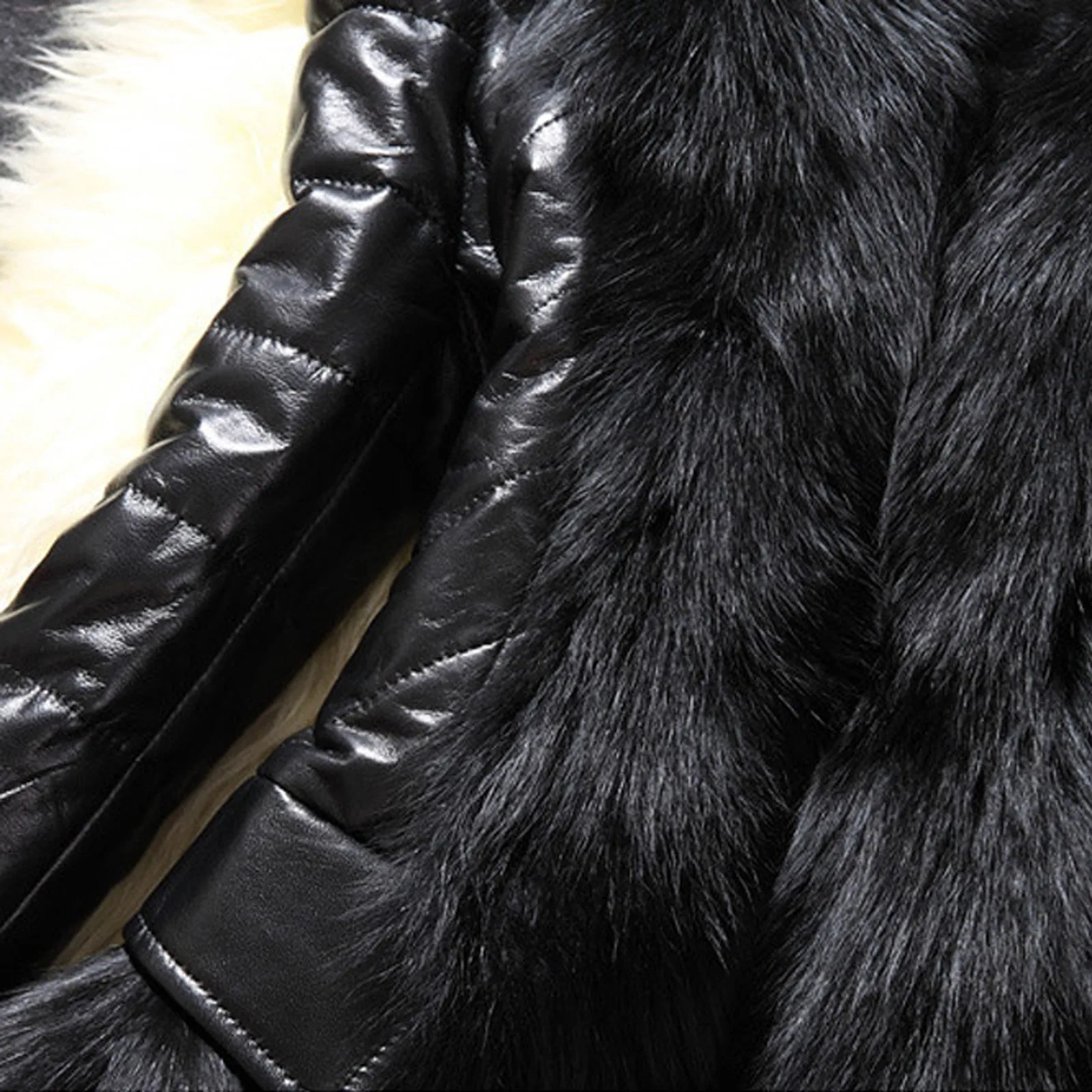 

Women's Winter Jacket Long Sleeve Warm Big Furs Collar Coat Leather Thick Jacket Overcoat With Sheepskin Leather manteau femme
