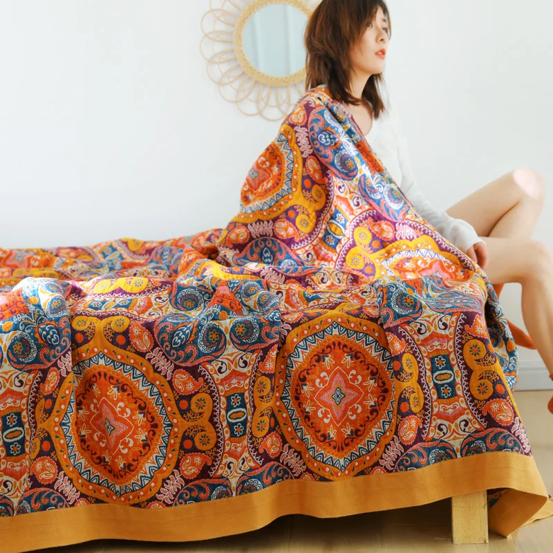 

Ethnic Style ~ Pure Cotton Air Conditioner Towel Blanket Five-Layer Gauze Soft Summer Blanket Cover Blanket Summer