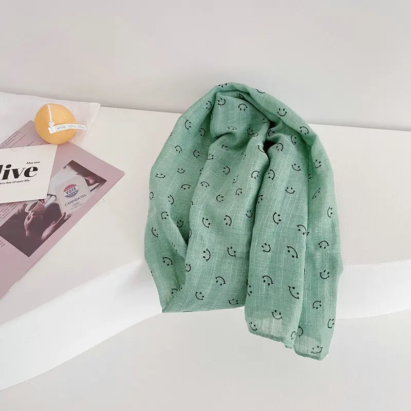 

MILANCEL 2021 Autumn Baby Scarf Full Of Smile Linen Boys Scarves Baby Accessories Soft Neckwarm