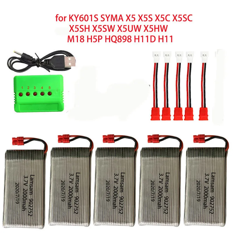 

Аккумулятор lipo 3,7 в 2000 мАч для дрона KY601S SYMA X5 X5S X5C X5SC X5SH X5SW X5UW X5HW M18 H5P HQ898 H11D H11C