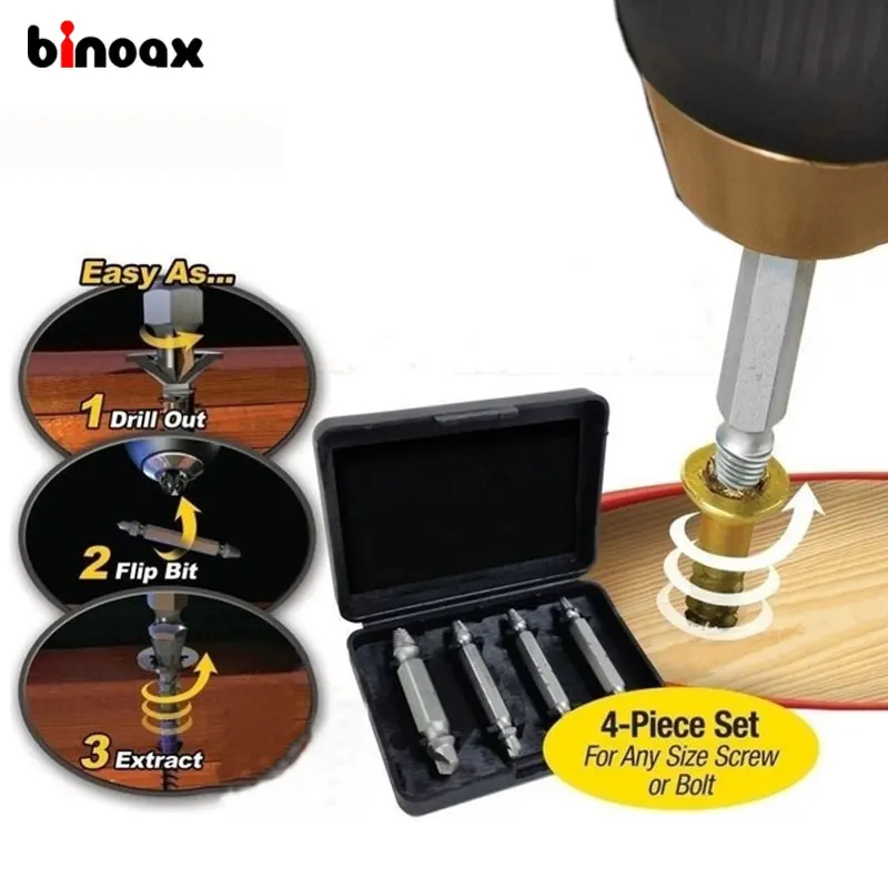 Binoax 4 шт. экстрактор винтов набор направляющих сверл для извлечения сломанных