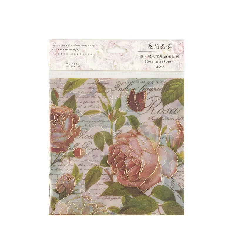 

10 Sets Decorative Vintage Flowers Leaves Foil Paper Adhesive Stickers for Scrapbooking Planner Bullet Journal Cute Stationery