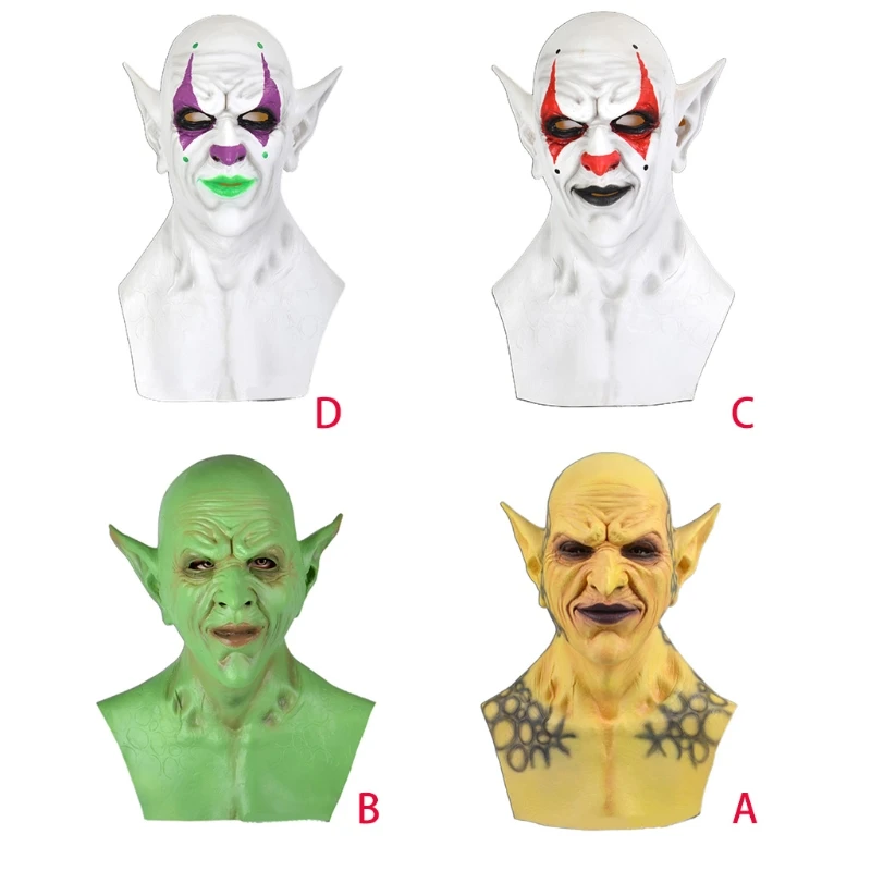 

Страшная маска CPDD на Хэллоуин с имп-демоном на всю голову, страшный клоун, эльф дьявола, латексный страшный головной убор, косплей, костюм, ве...