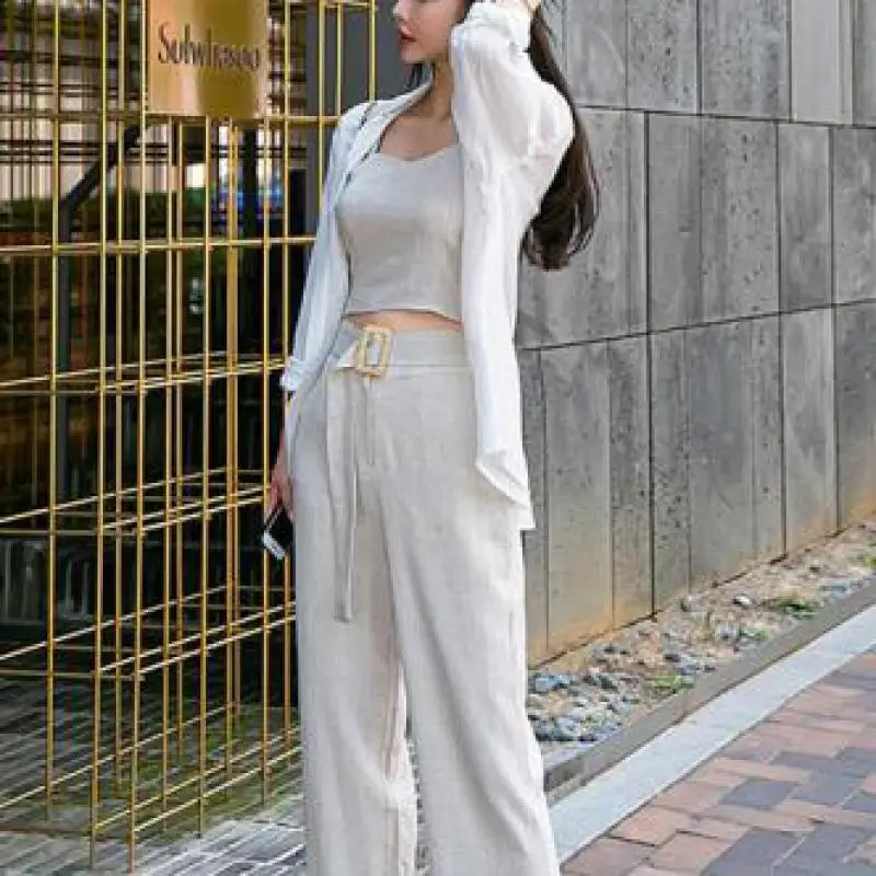 Genayoa комплект из двух предметов женские топы без рукавов и штаны с поясом 2