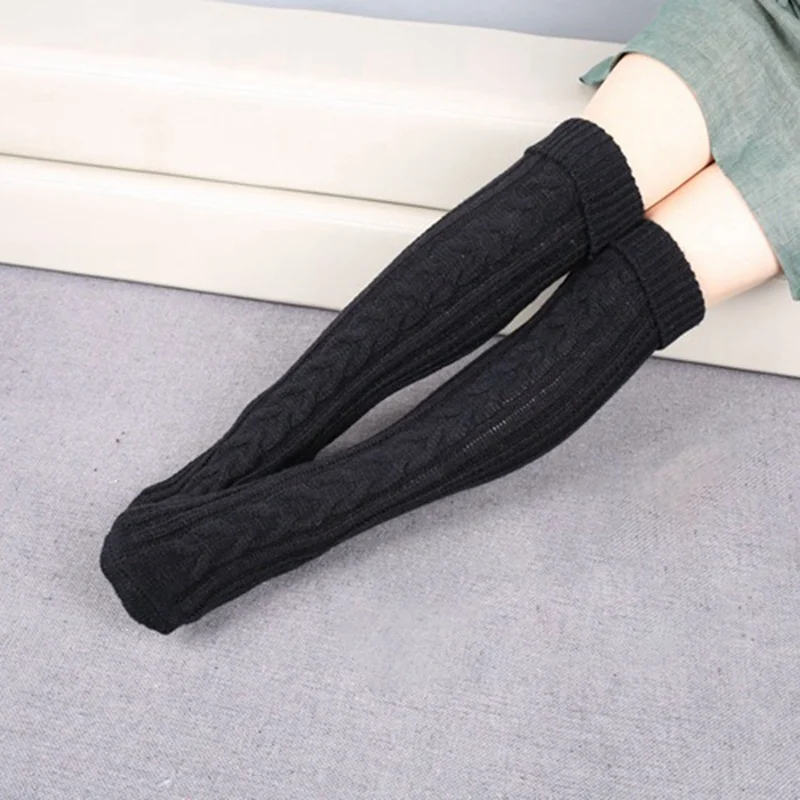 Вязаные носки выше колена женские длинные чулки осень зима сохраняют тепло