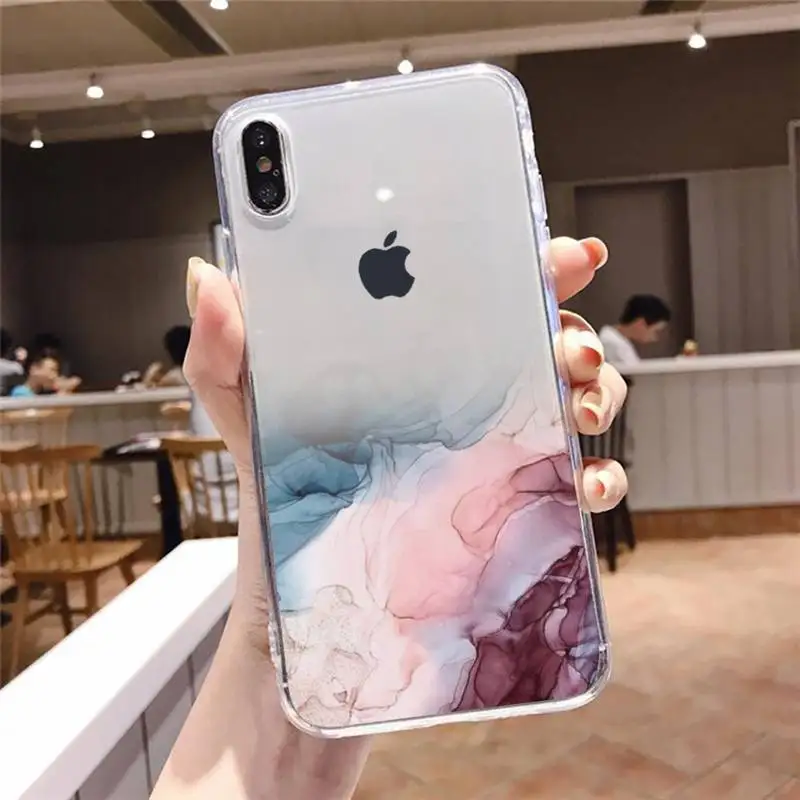 

Marble Gradient Customer Phone Case Transparent soft For iphone 5 5s 5c se 6 6s 7 8 11 12 plus mini x xs xr pro max