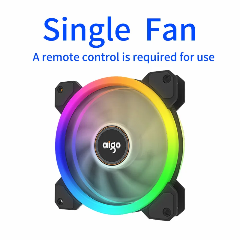 single fan Aigo DR12 чехол для компьютера вентилятор 120 мм бесшумный радиатор кулер 4Pin интерфейс Охлаждающий радиатор дистанционная регулировка скорости вентилятора цвет RGB - Цвет лезвия: single fan