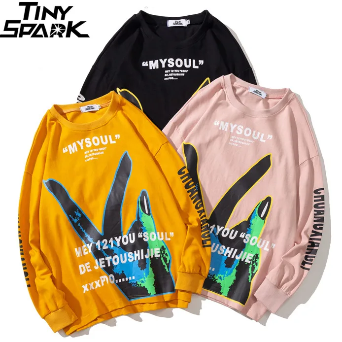 2019 хип хоп Толстовка пуловер для мужчин Harajuku уличная печать пальцев модная