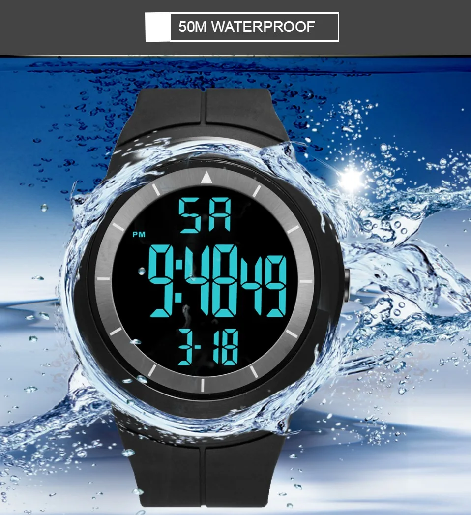 Цифровые ЖК-мужские часы reloj hombre Военный Зеленый Водонепроницаемый Открытый Бег наручные часы, силиконовый браслет часы мужские подарки для мальчиков