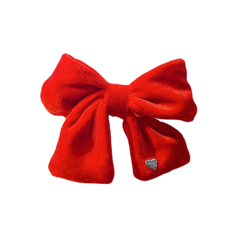 

Children Girl Gold Velvet Hairpin Bowknot Solid Color Square Bangs BB Clip Ins Net Red Headwear Headdress Female Accessories