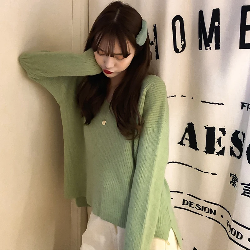 Женский вязаный свитер BGTEEVER повседневный Универсальный Свободный пуловер с
