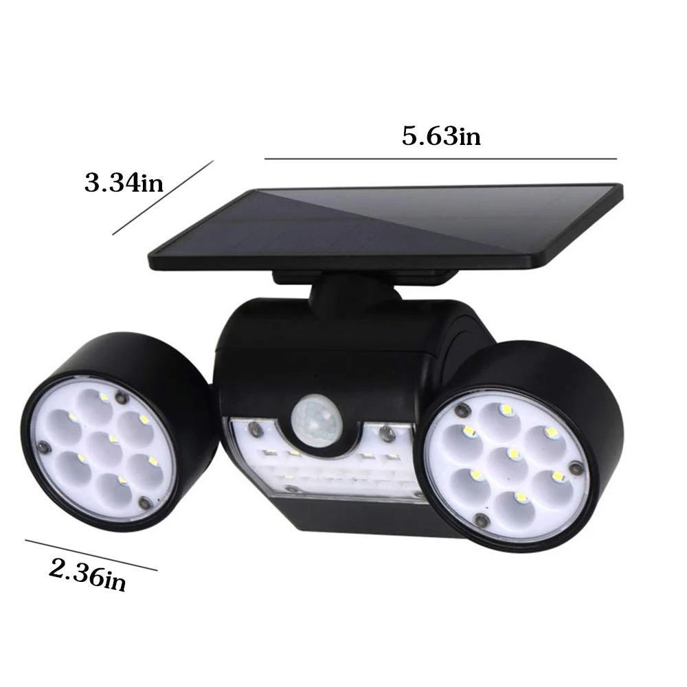 30LED Солнечный свет PIR датчик движения с двойной головкой садовая настенная лампа-бра с питанием от солнечной панели Водонепроницаемый Открытый регулируемый угол прожектора