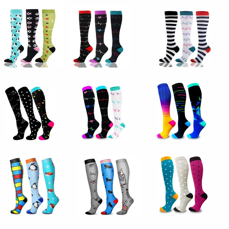 

6 Pairs/Lot Compression Stockings Varicose Veins Edema Diabete Men Women Outdoor Running Cycling Long Pressure Stockings Pack