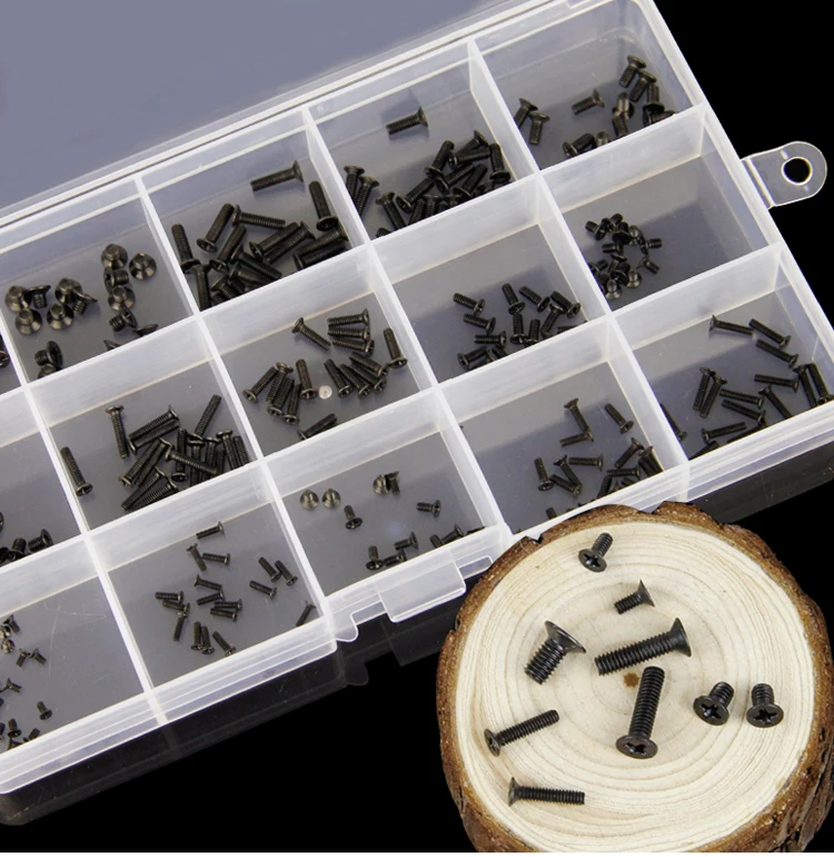 

Набор винтов Phillips из черной углеродистой стали, Комплект болтов с шестигранной головкой и ассортимент винтов с потайной плоской головкой, 300 шт.