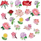 Термоклейкие значки с цветами, Роза вышивка тканевые наклейки, 6 шт.