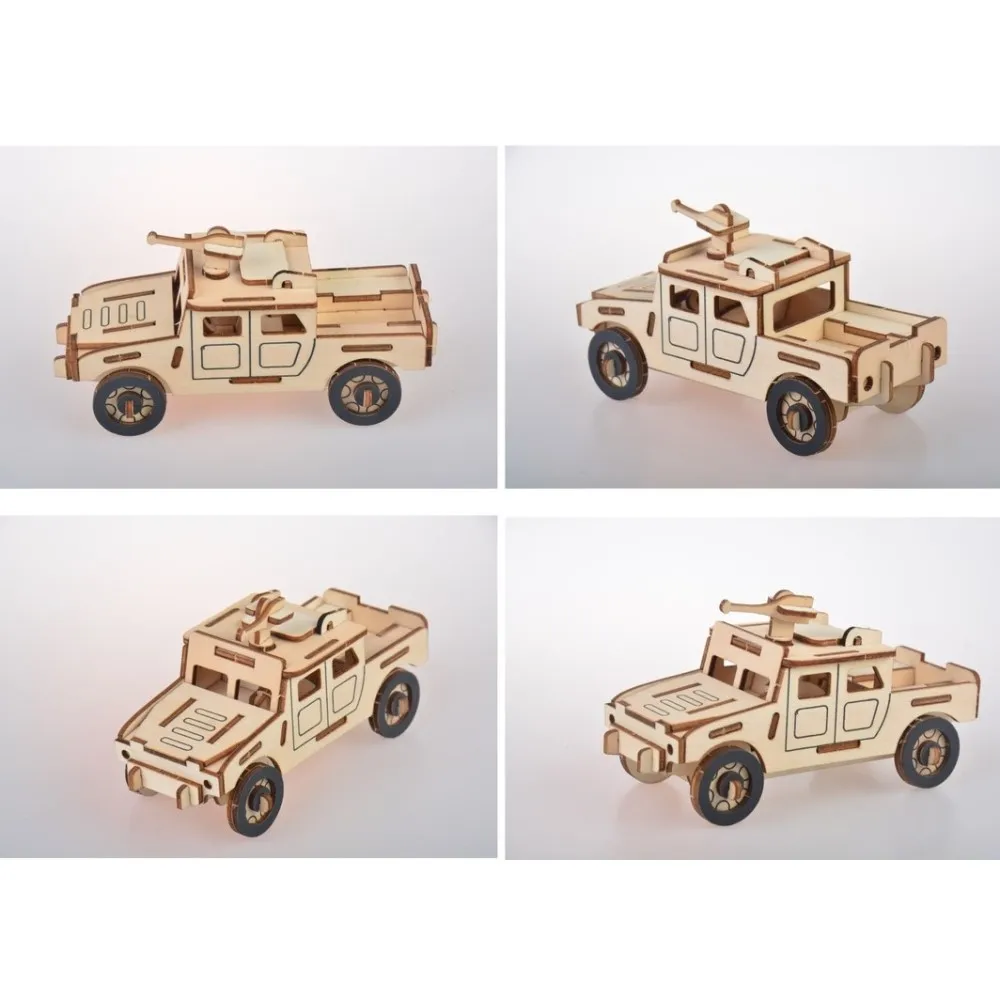 Сборный Набор DIY 3D деревянные игрушки свирепый конь джип модель головоломка мини деревянные модели игрушки для детей Детские аксессуары ручной работы