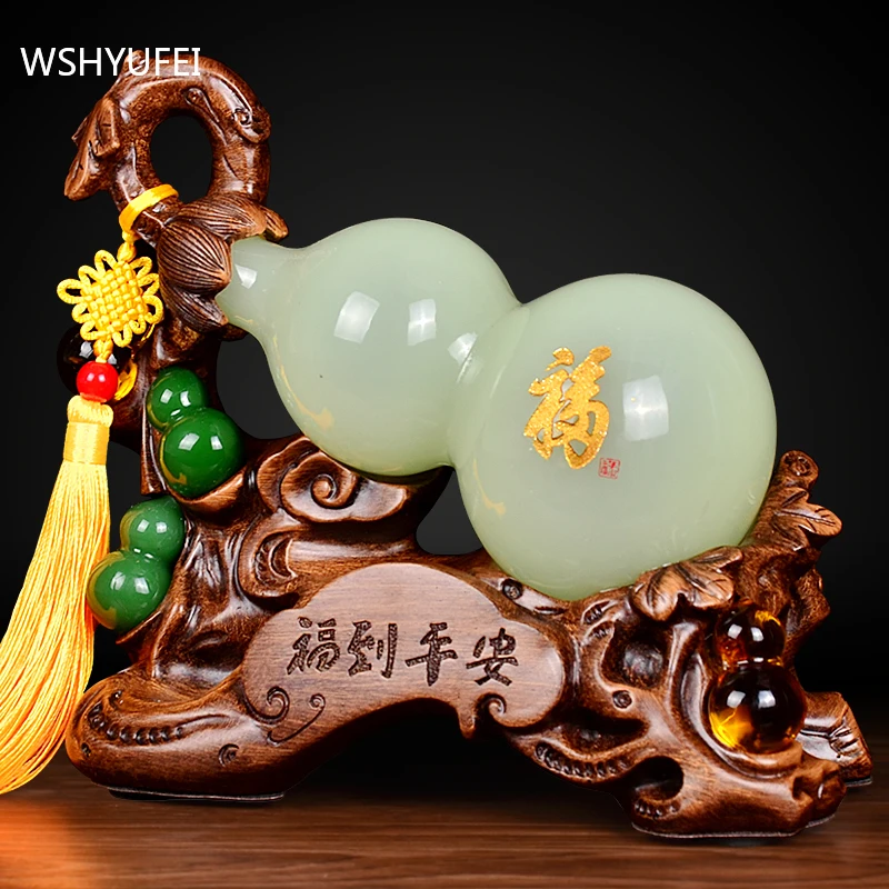 Fengshui Lucky Money Gourd Shape Liuli Modern Style Statue Home Decor Office Ornament Living Room Opening Gifts Present Crafts | Дом и сад