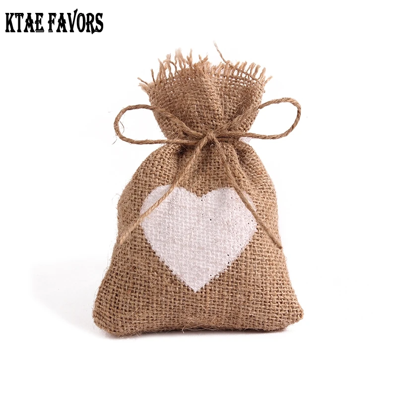 5 шт. винтажный деревенский стиль джут мешковина лен мешок подарочные сумки
