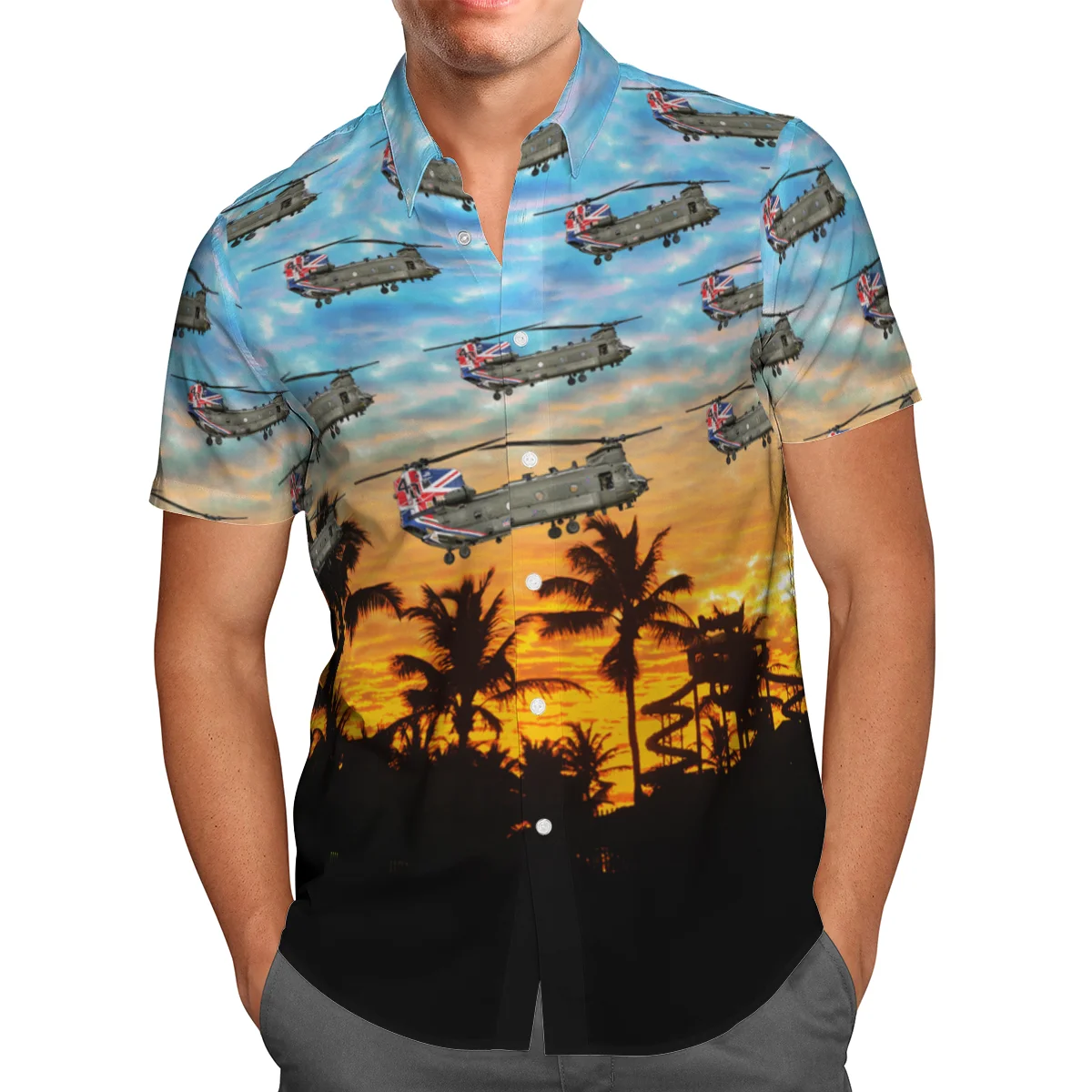

Helicopter 3D Print Beach Hawaiian 2021 Summer Shirt Short Sleeve Shirt Streetwear Oversized 5XL Camisa Social Chemise Homme-722