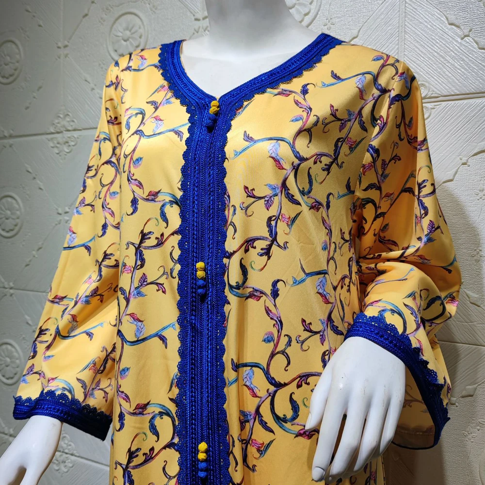 

MD Women No Hijab Abaya Turkey Djellaba Femme Muslim Fashion Kimono Dress African Print Boubou Plus Size Long Dresses Baju Wanit