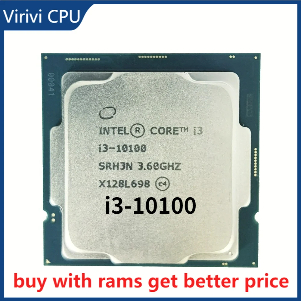 

Процессор Intel Core i3-10100 i3 10100 3,6 ГГц 4-ядерный 8-поточный ЦПУ L2 = 1 Мб L3 = 6 Мб 65 Вт LGA 1200
