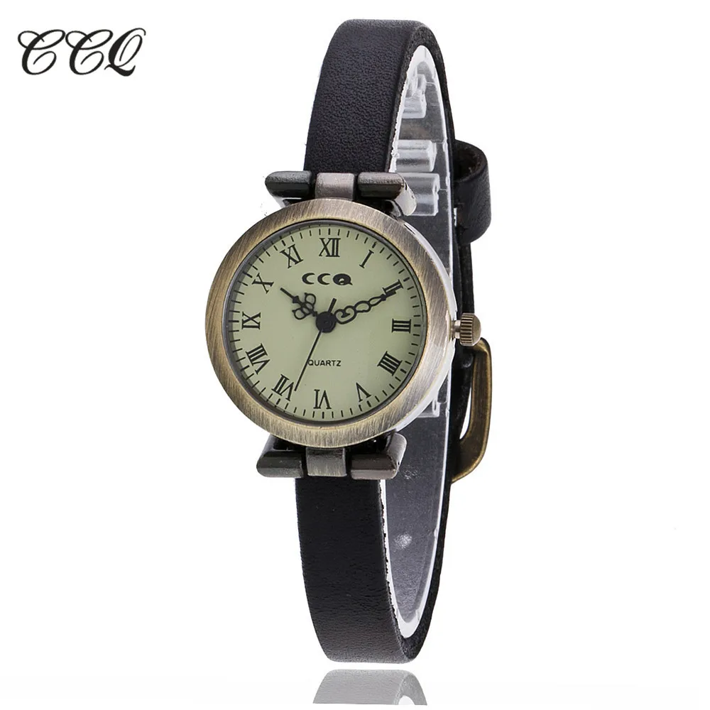 CCQ Brand New Fashion Roman Vintage Cow Leather Bracelet Watch Casual Ladies Wristwatch Quartz Women Watches Relogio Feminino *A | Наручные