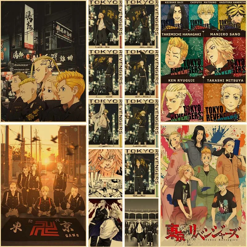 

Anime Tokyo Revengers Posters Aesthetic Kraft Paper Manjiro Ken Retro Poster Wall Art Decor Home Living Room Study Decoration