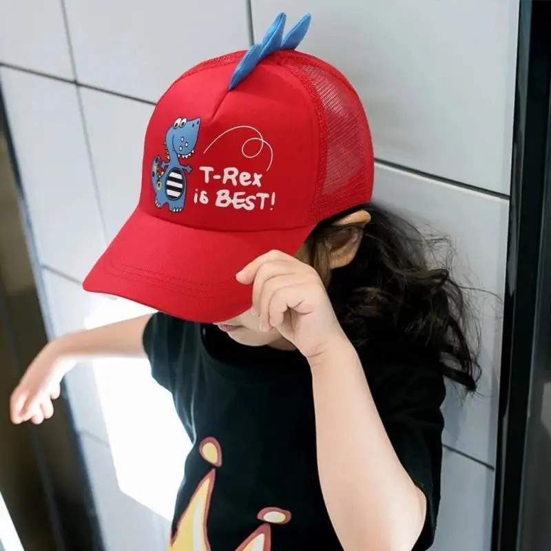 

New Fashion Kids baseball cap Baby Boy Girls Hat Dinosaur Printing Cap Summer Beach Sun Peaked Hat Adjustable mesh Hats Gorras