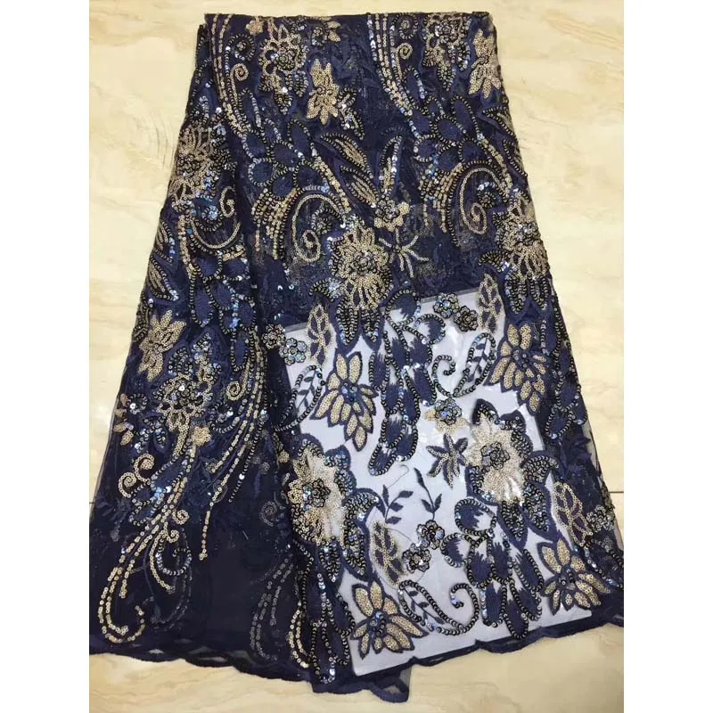 Новинка 2020 Высокое качество Королевский синий цвет кружевная ткань африканские