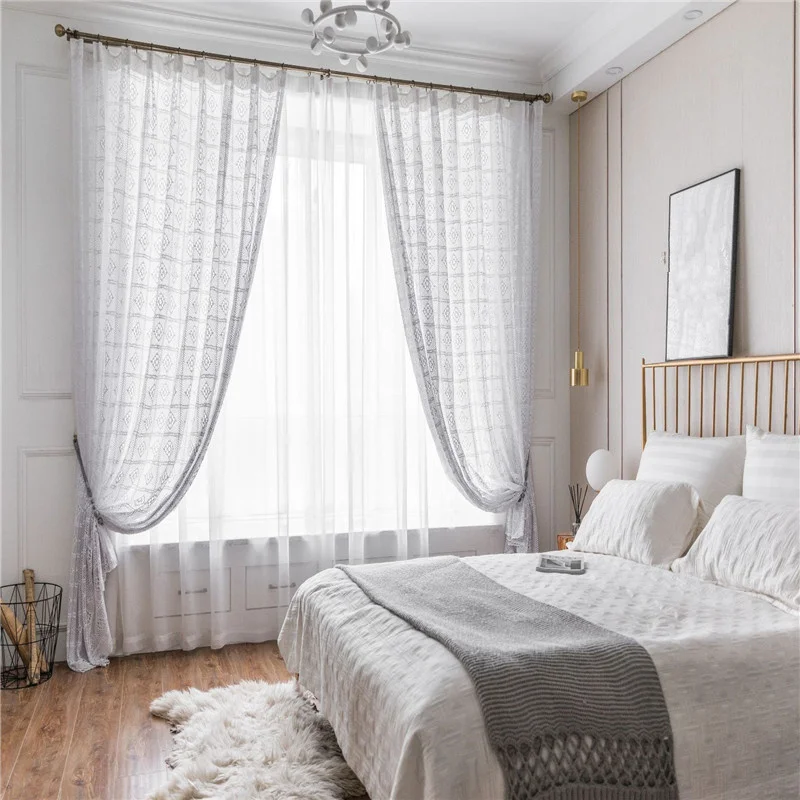 Полые занавески в стиле ретро затемняющие для окон вязаные кружева классический