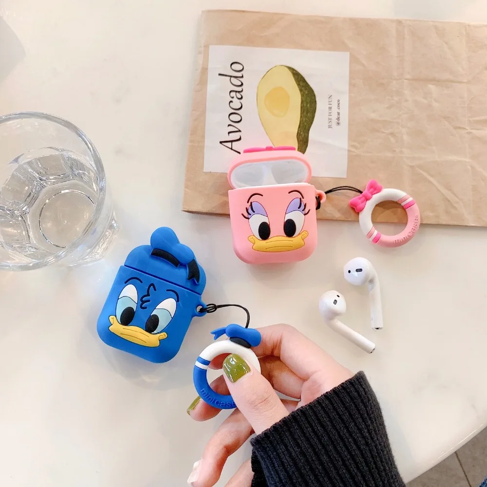 3D чехлы с принтом из мультфильма сумка для Apple AirPods Дональд Дак Дейзи Мягкий