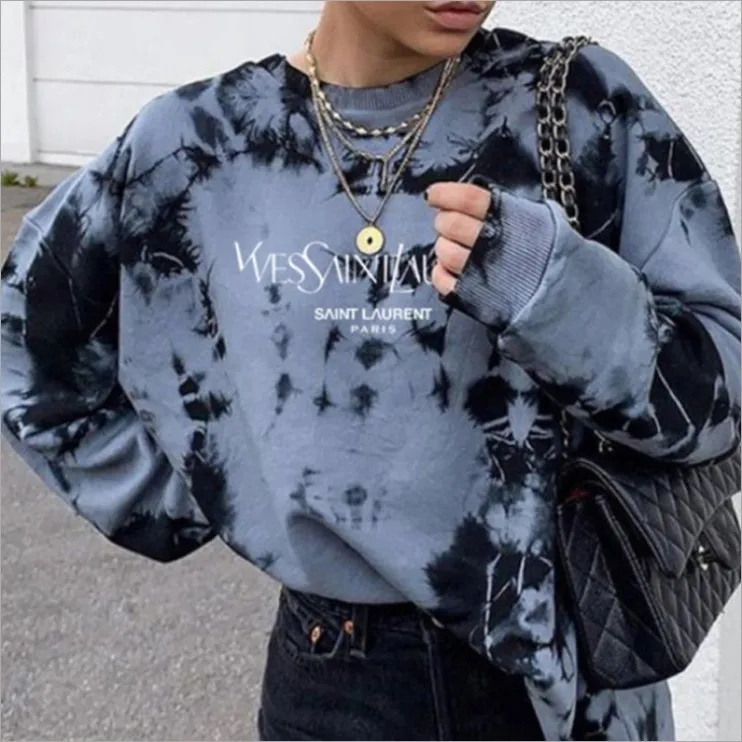 

Hoodies Women Autumn Winter Casual Pullover Print Tie Dye Plus Size Tops Long Sleeve O-neck Female Mujer De Moda Streetwear