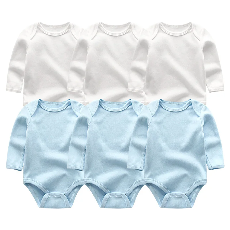 

3/5/6PCS Baby Girl Clothes Solid Unisex Cotton Newborn Bodysuits Full Sleeve O-Neck Baby Boy Clothes Print Cartoon Roupa de bebe