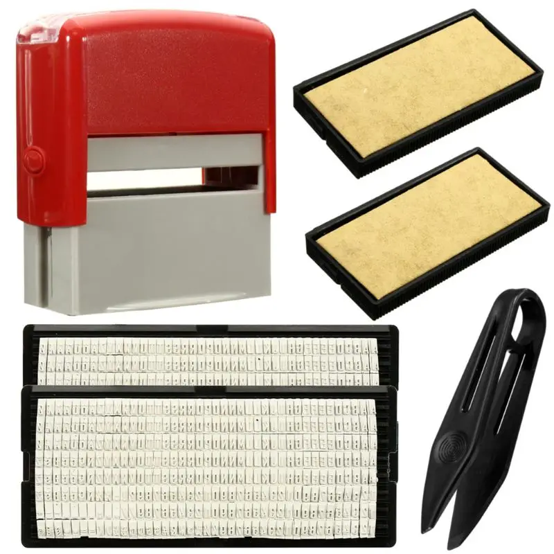 

DIY Personalised Inking Rubber Stamp Kit Customised Business Name Address H58C