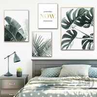 scandinavian green leaf plant canvas wall art poster nordic nature print painting minimalist decorative picture home decor
