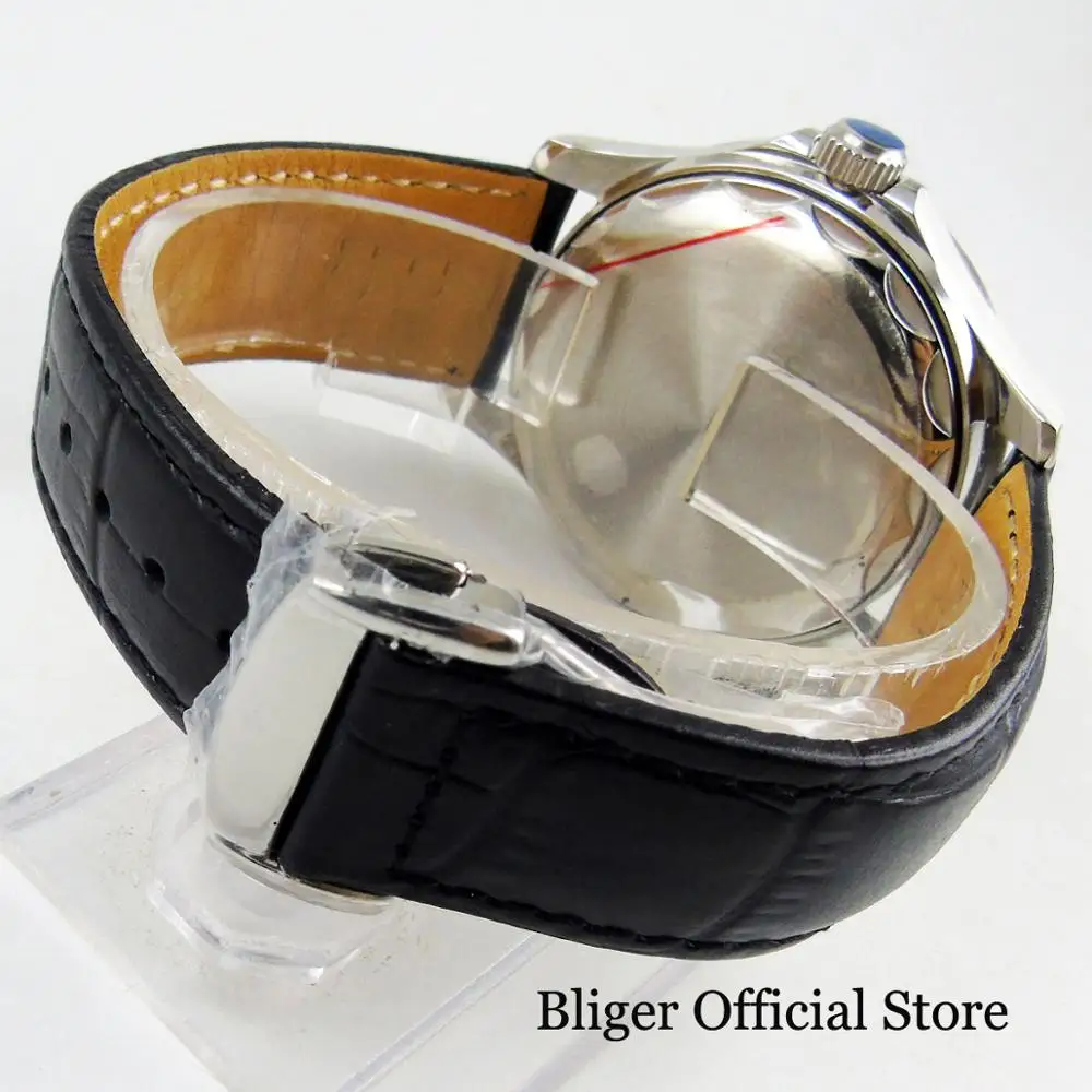 6 Models BLIGER 41mm Black Dial Date Window GMT Function Sapphire Glass Self Winding Men Wristwatch Leather Strap Ceramic Bezel | Наручные