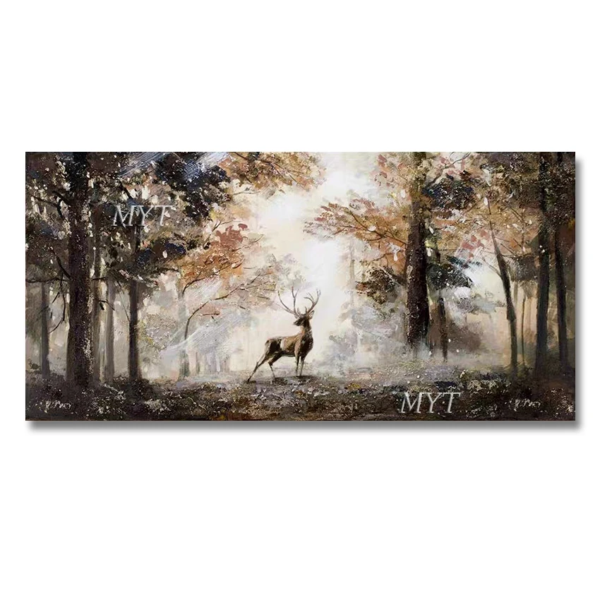 

Большой размер, современный декор для гостиной, абстрактный открытый лесной пейзаж, картина маслом, холст, настенная живопись, ручная роспи...