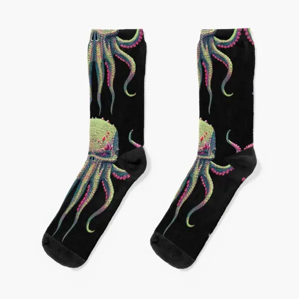 

Супернасыщенные круглые носки Lord Cthulhu, удобные спортивные мужские зимние короткие носки унисекс с мультяшным черным рисунком, Лучшие Хлопк...
