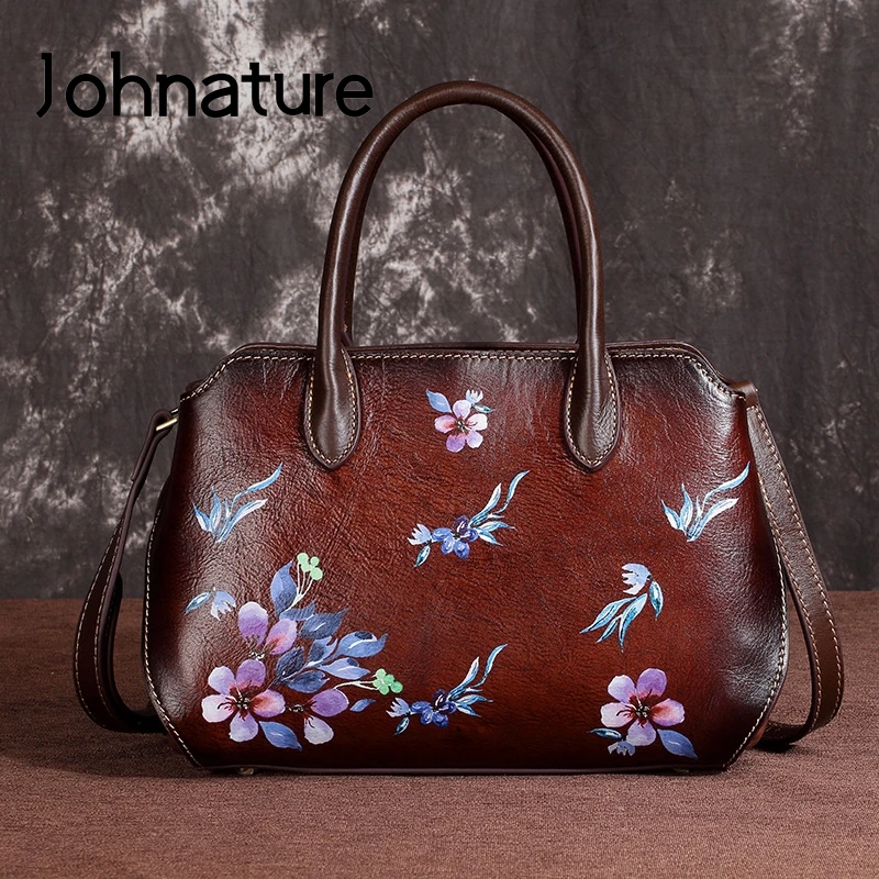 Женская сумочка из натуральной кожи Johnature вместительная сумка через плечо с