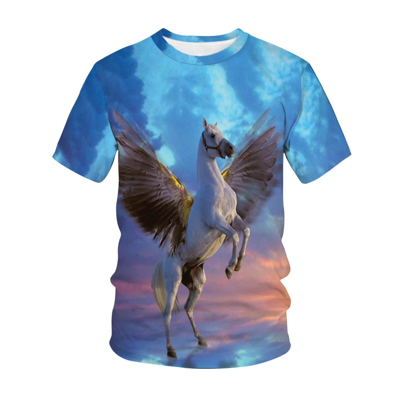 

Horse T Shirts 3d Printing Horse Animal Pattern T-shirt Men's Women Off White Short Sleeve Tshirt Tops Male Casual Kids Tee 2021