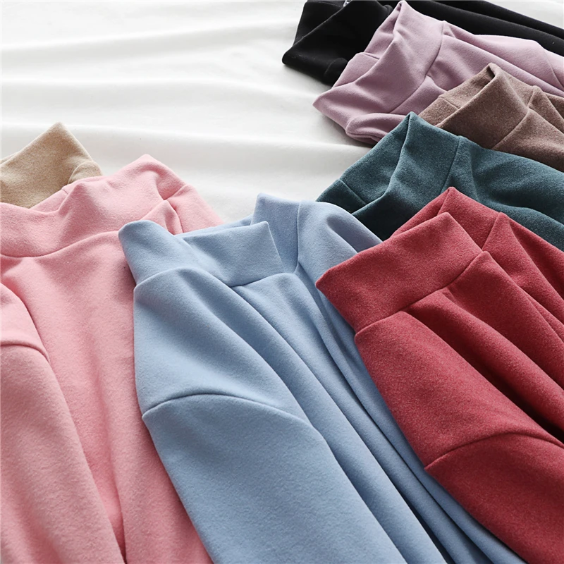 Женская осенне-зимняя рубашка с воротником средней длины и длинными рукавами