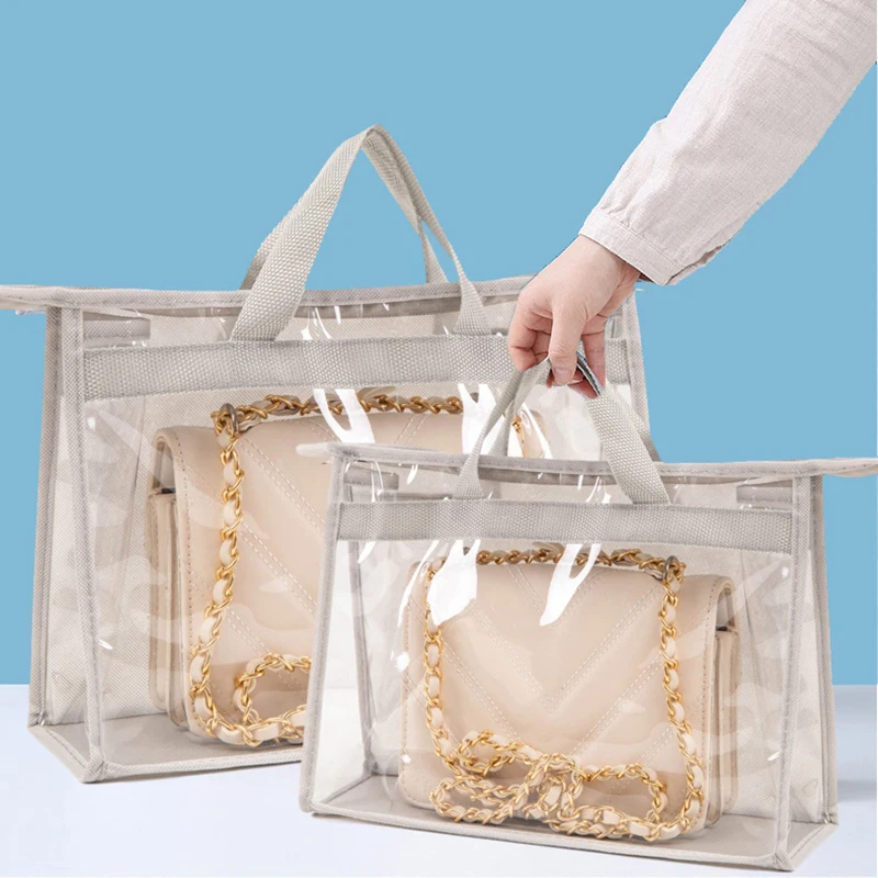 

Protable Clear Women Purse Handbag Dust Cover Craft Storage Bag With Zipper for Dust Water Proof Protector Travel Best Sale-WT