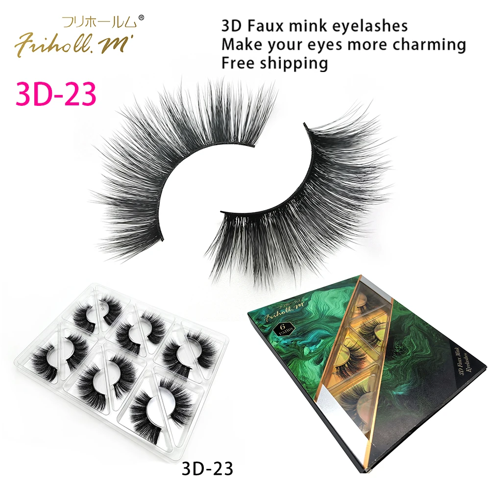 3D-23 Friholl. m шелковые ресницы, 6 пар, натуральные норковые 3d накладные ресницы для наращивания, личная этикетка, 3d синтетические шелковые ресницы - Цвет: 3D-23