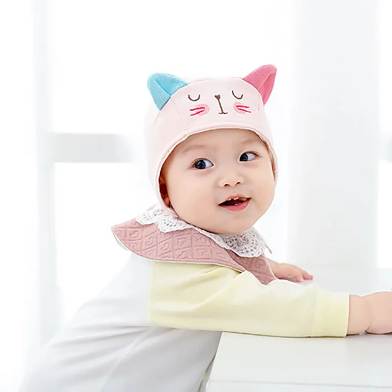 

Autumn Newborn Baby Hats Toddler Girls Boys Cartoon Cat Dog Embroidery Hats Toddler Casual Winter Caps 3-10M