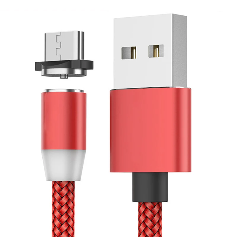Red Micro usb Магнитный usb-кабель для зарядки iphone Xs max Xr X samsung s9 ipad mini, кабели для быстрой зарядки, адаптер, шнур для зарядки мобильного телефона - Цвет: Red Micro usb