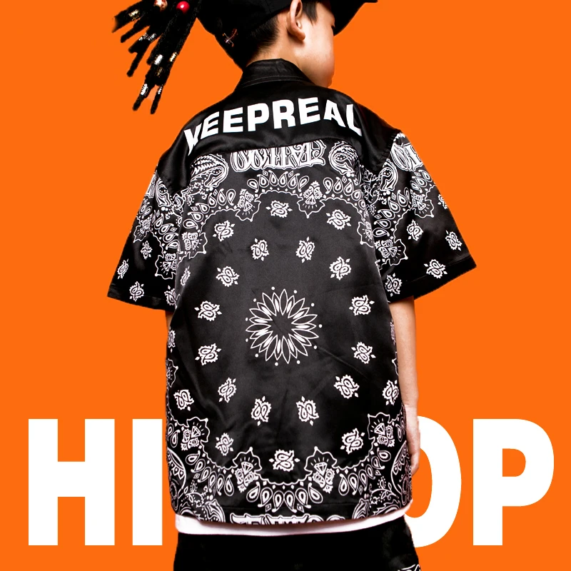 Детская одежда для уличного танца в стиле хип хоп модные топы с коротким рукавом