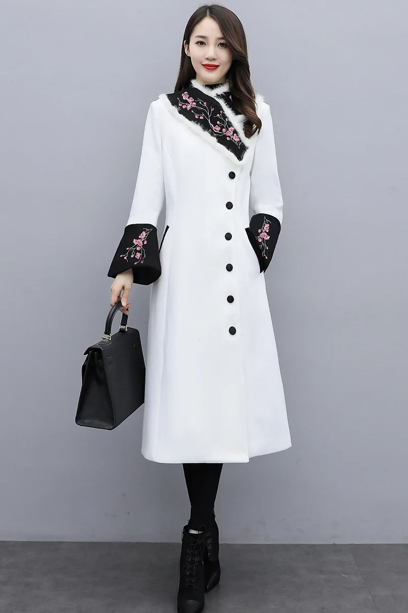 

PYJTRL women New Style Embroidered Woolen Coat